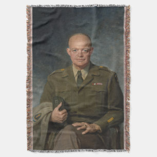 General Dwight Eisenhower 5 Star Painted Portrait Throw Blanket