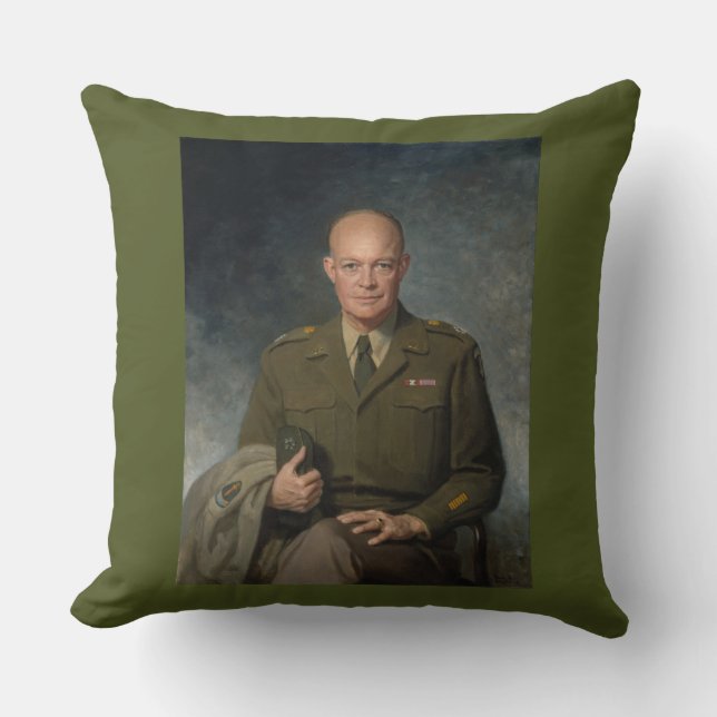 General Dwight Eisenhower 5 Star Painted Portrait Throw Pillow (Front)