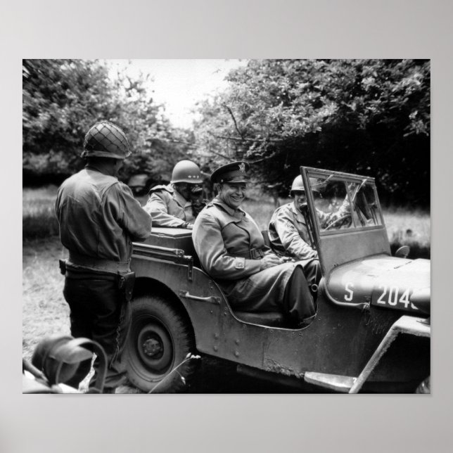 General Eisenhower In A Jeep -- WWII Poster (Front)