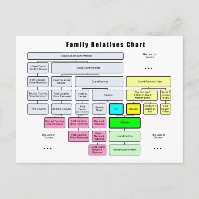 General Family Tree Organization of Relatives Postcard (Front)
