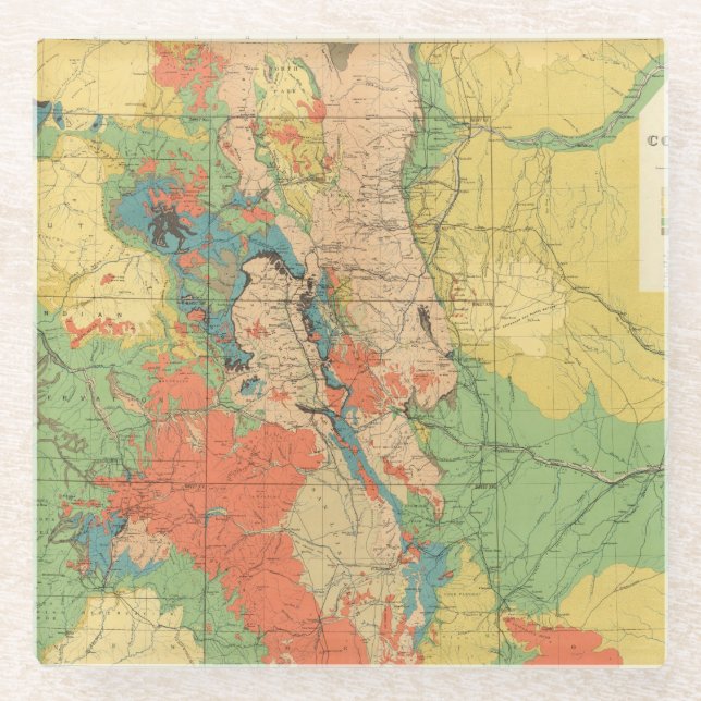 General Geological Map of Colorado Glass Coaster (Front)