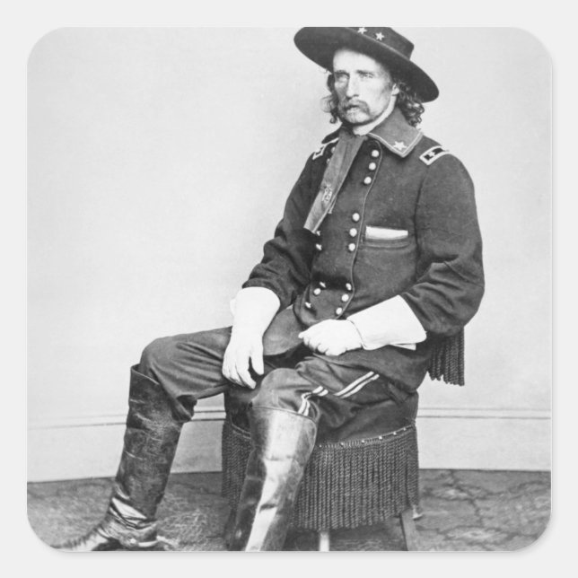 General George A. Custer (b/w photo) Square Sticker (Front)