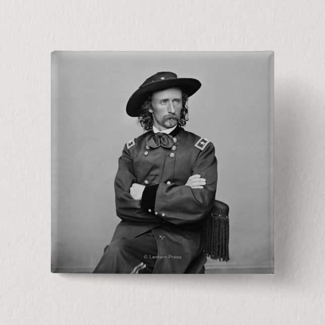 General George Custer 1 2 Inch Square Button (Front)