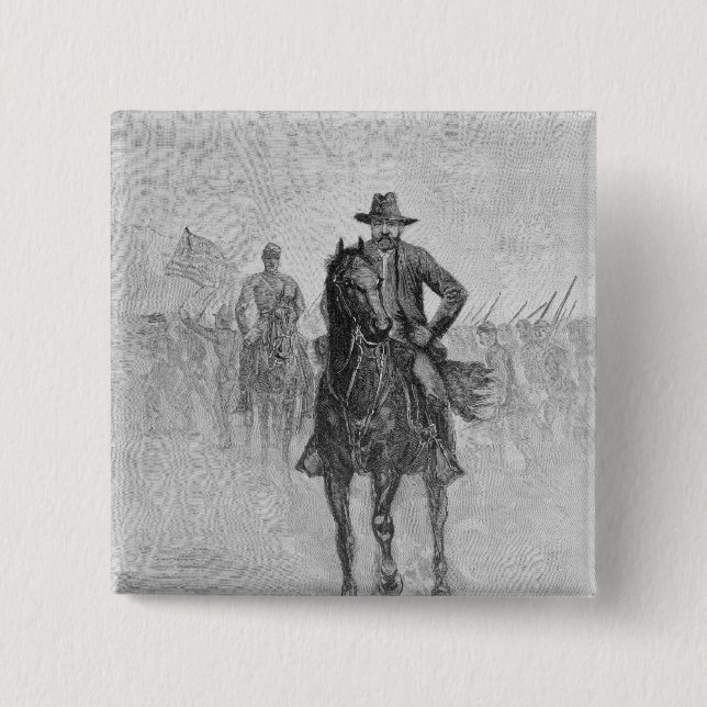 General Grant reconnoitering 2 Inch Square Button (Front)