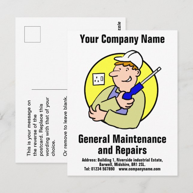 General Maintenance and Repairs Postcard (Front/Back)