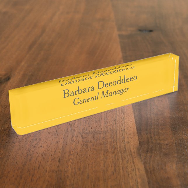 General Manager Yellow Acrylic Nameplate (Side)