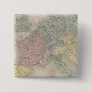 General map of European Railways 2 Inch Square Button