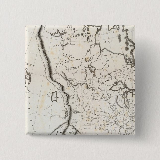 General Map of North America 2 Inch Square Button (Front)