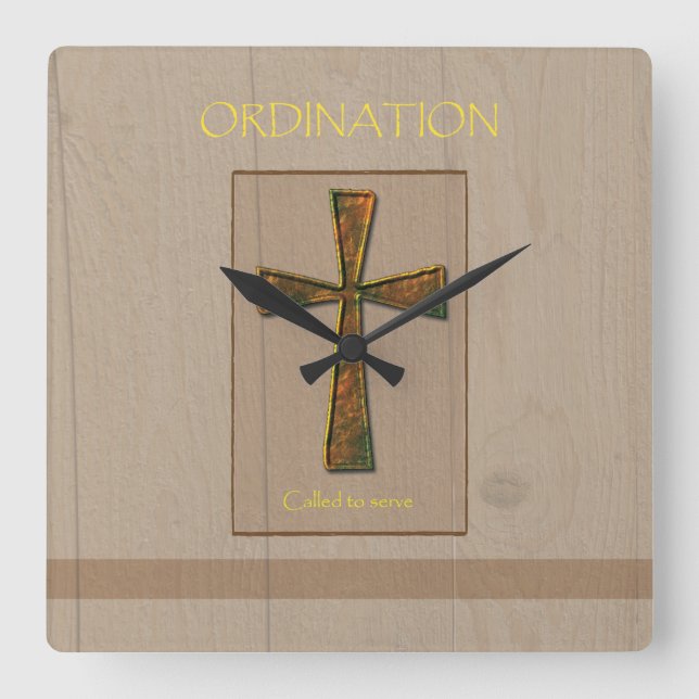 General Ordination Congratulations, Metal Design C Square Wall Clock (Front)