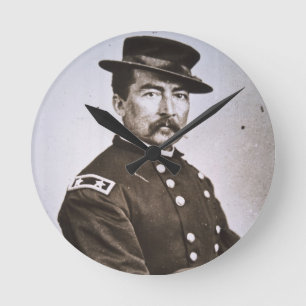 General Philip H. Sheridan (1831-88) (b/w photo) Round Clock