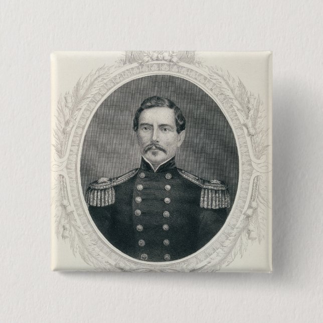 General Pierre Gustave Toutant Beauregard 2 Inch Square Button (Front)