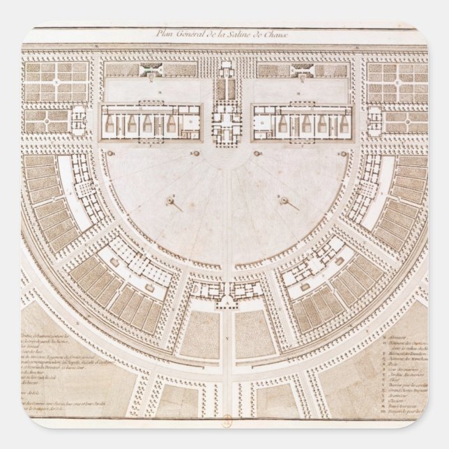 General plan of the salt works in 'ideal city' square sticker (Front)