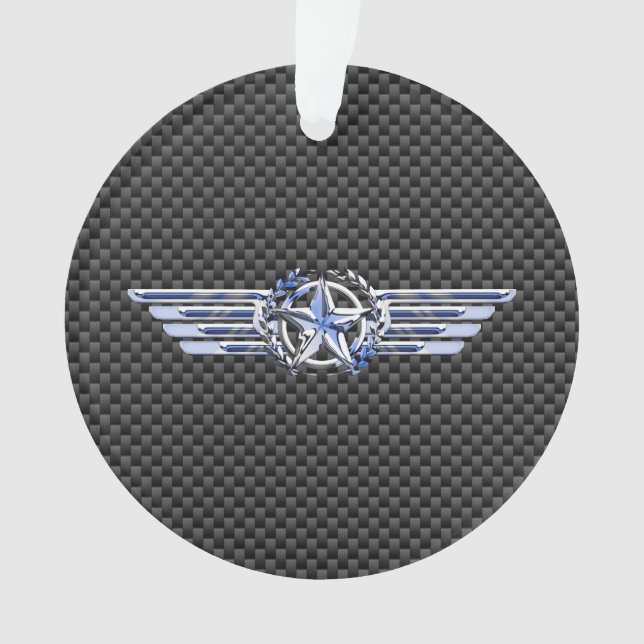 General Private Air Pilot Chrome Like Star Wings Ornament (Front)
