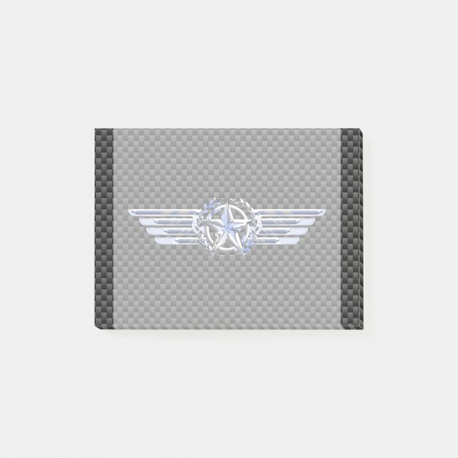 General Private Air Pilot Chrome Like Star Wings Post-it Notes (Front)