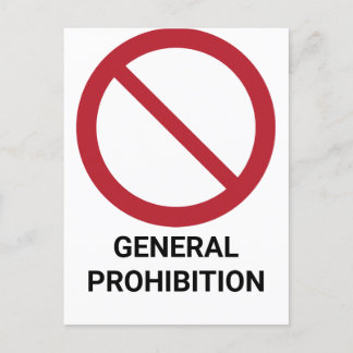 General Prohibition, Prohibition Sign Postcard