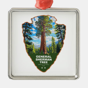 General Sherman Tree Sequoia NP Arrowhead Metal Ornament