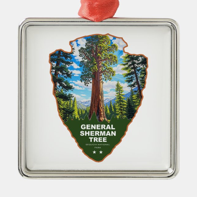 General Sherman Tree Sequoia NP Arrowhead Metal Ornament (Front)