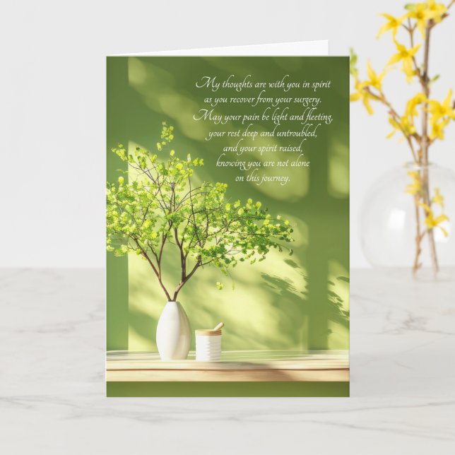 General Surgery Shades of Green Window Get Well Card (Yellow Flower)