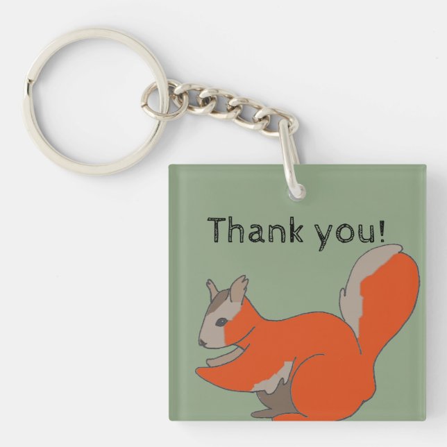General Thank You Appreciation Artistic Squirrel Keychain (Front)