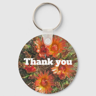 General Thank You Orange Cactus Flower Photo Keychain