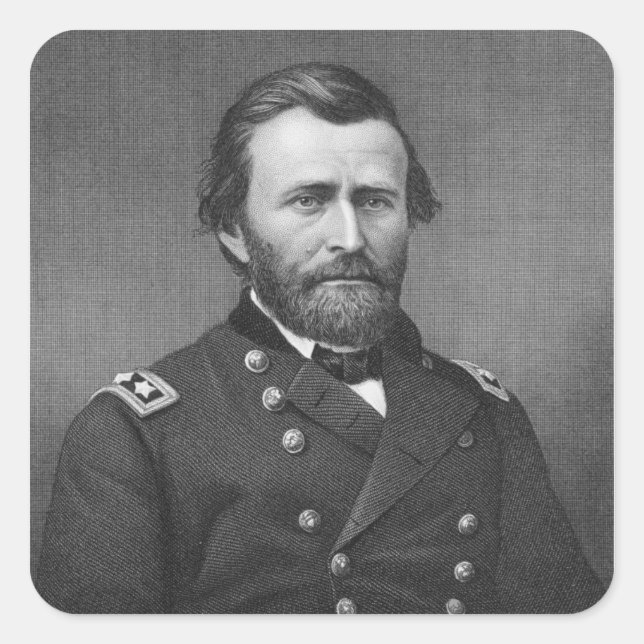 General Ulysses Simpson Grant, engraved after a da Square Sticker (Front)