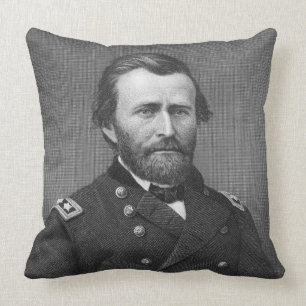 General Ulysses Simpson Grant, engraved after a da Throw Pillow