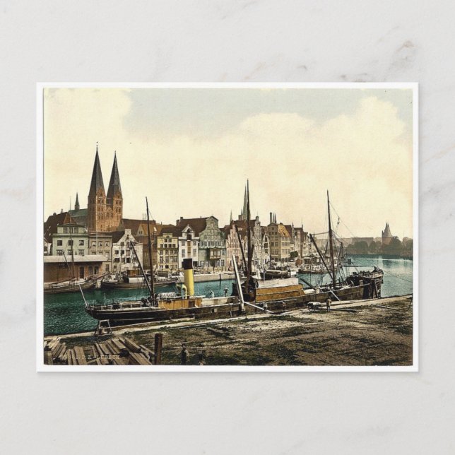 General view, Lubeck, Germany classic Photochrom Postcard (Front)