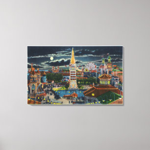 General View of Luna Park at Night Canvas Print