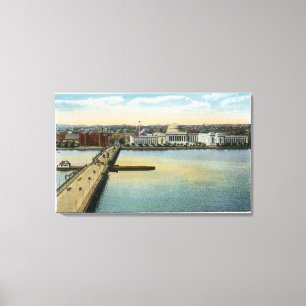 General View of MIT and Harvard Bridge, Canvas Print
