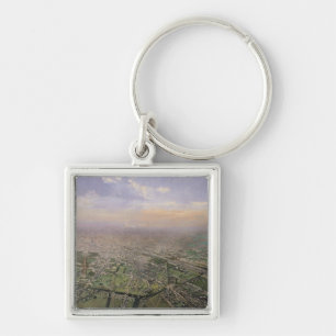 General view of Paris from a hot-air balloon Keychain