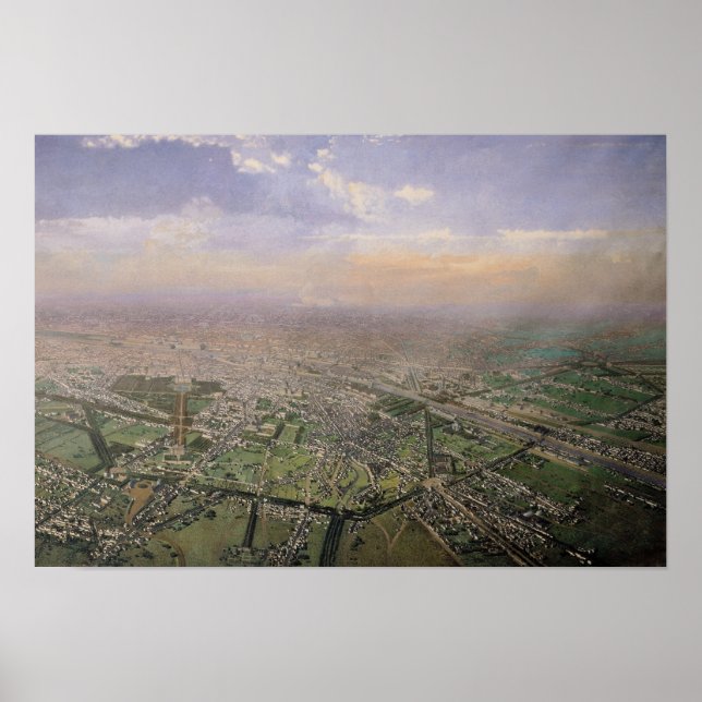 General view of Paris from a hot-air balloon Poster (Front)