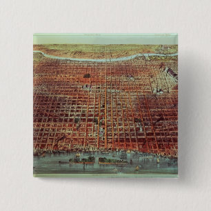 General View of Philadelphia, 1875 2 Inch Square Button