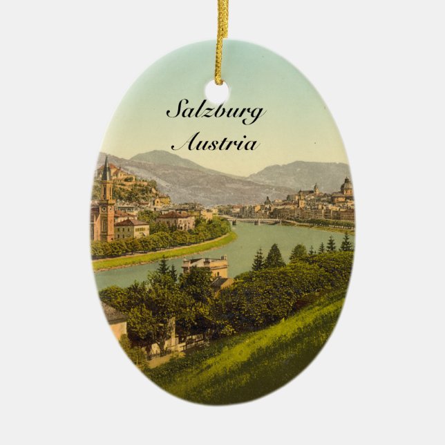 General View of Salzburg, Austria Ceramic Ornament (Front)