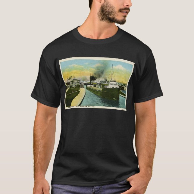 General View of Soo Locks from below, Soo, MI T-Shirt (Front)