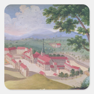 General view of the Abbey from the east Square Sticker