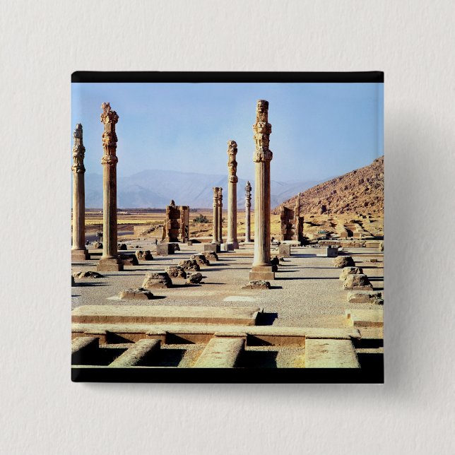 General view of the Apadana  founded c.518 BC 2 Inch Square Button (Front)