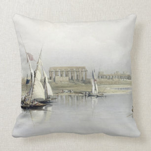 General View of the Ruins of Luxor from the Nile, Throw Pillow