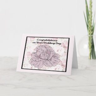 General Wedding Card with Lavender Rose & Flowers