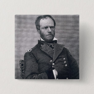 General William Tecumseh Sherman, engraved after a 2 Inch Square Button