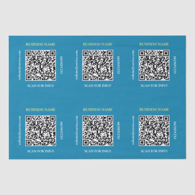 Generate QR Code Business Name Website, Blue Tissue Paper (Front)