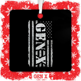 Generation X American Flag Proud Gen Xer Gen X Metal Ornament