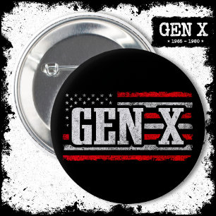 Generation X Gen Xer Proud American Flag Gen X 2 Inch Round Button