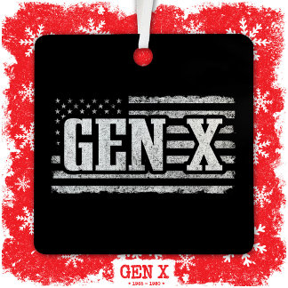 Generation X Gen Xer Proud American Flag Gen X Metal Ornament