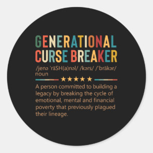 Generational Curse Breaker Definition Retro Vintag Classic Round Sticker