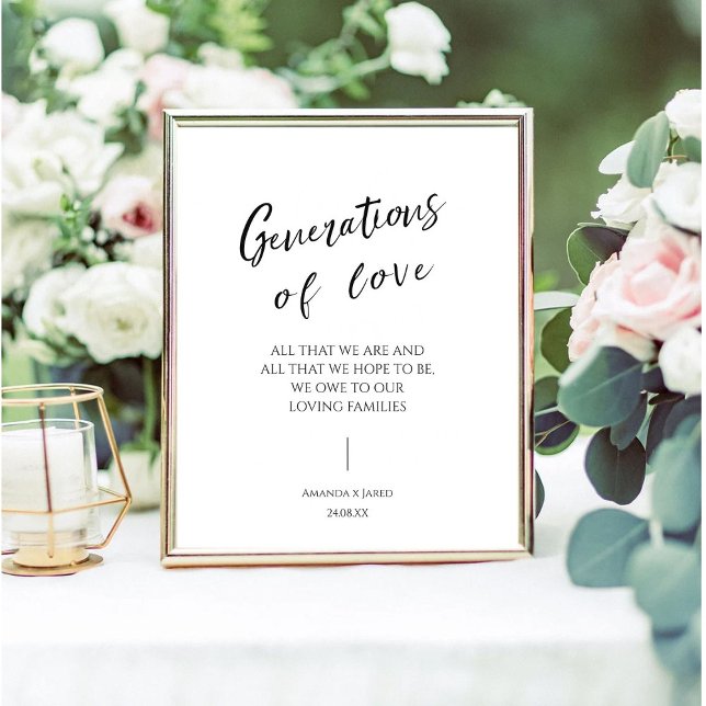 Generations of love Modern Calligraphy Wedding  Pedestal Sign (Creator Uploaded)