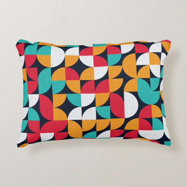 Generative Art: Colourful Triangle Pattern Accent Pillow (Front)