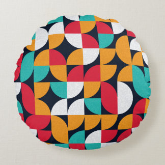 Generative Art: Colourful Triangle Pattern Round Pillow