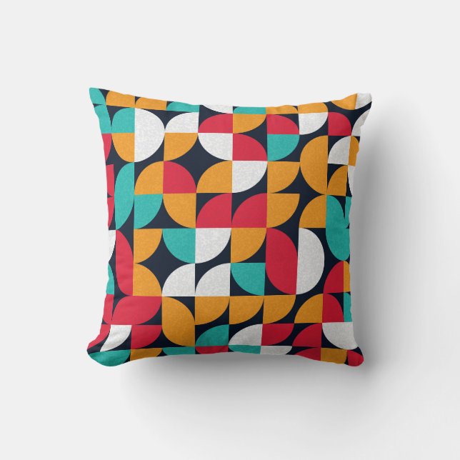 Generative Art: Colourful Triangle Pattern Throw Pillow (Front)