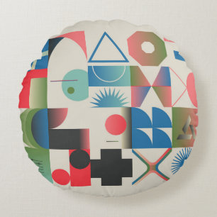 Generative design artwork graphics of bizarre comp round pillow