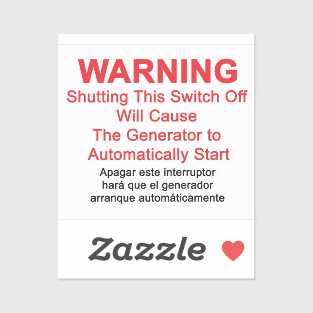 Generator Starts Automatically - WARNING LABEL  (Sheet)